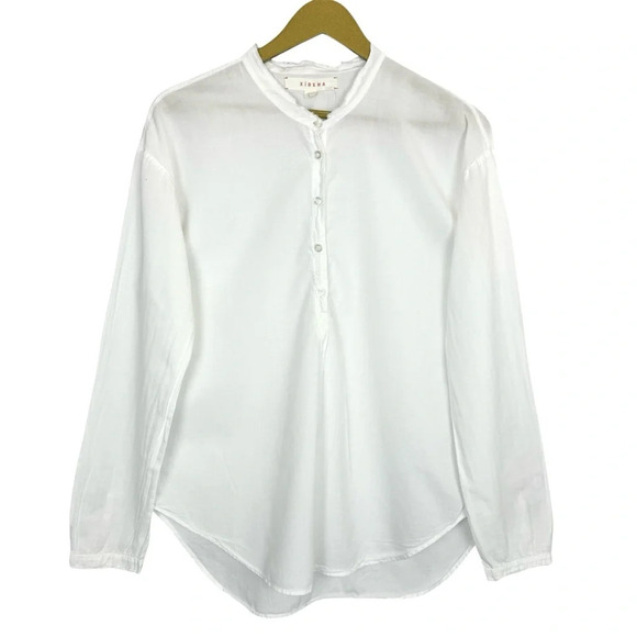 XIRENA White Hennessy Top Small Long Sleeves Oversized Tunic Popover Buttons - Picture 2 of 10